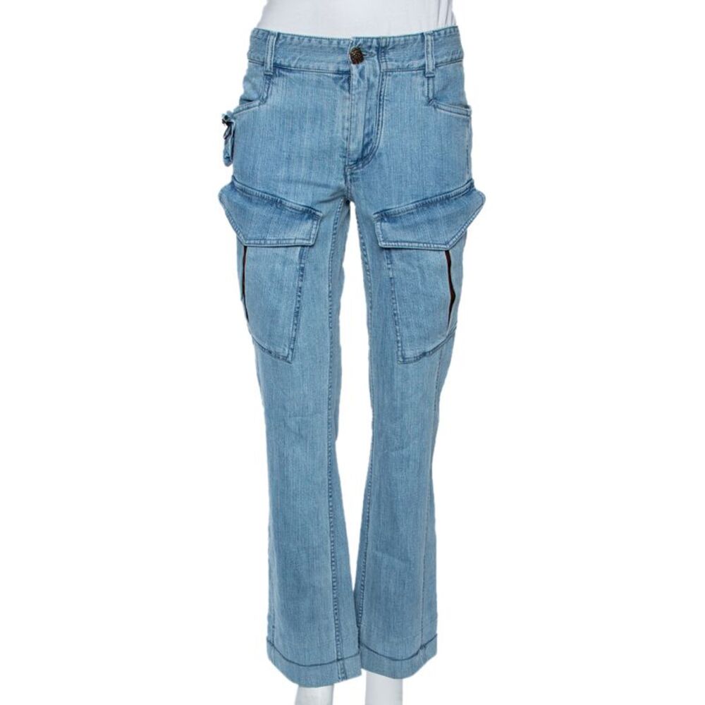 Roberto Cavalli Indigo Light Wash Denim Cargo Jeans S